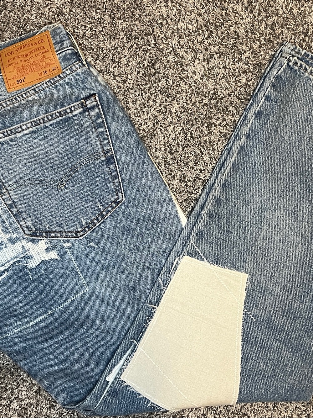 Levi's Men's Blue Straight-Leg Jeans with Patchwork